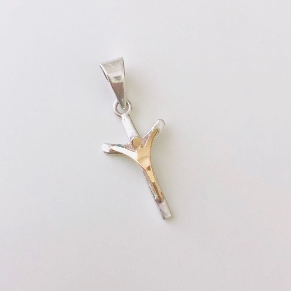 Sterling Silver 925 Two Tones Cross